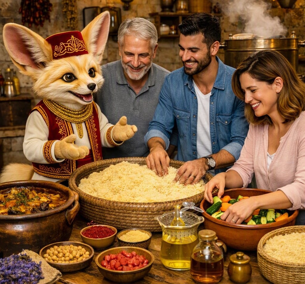 Fennouk prépare le couscous, en famille